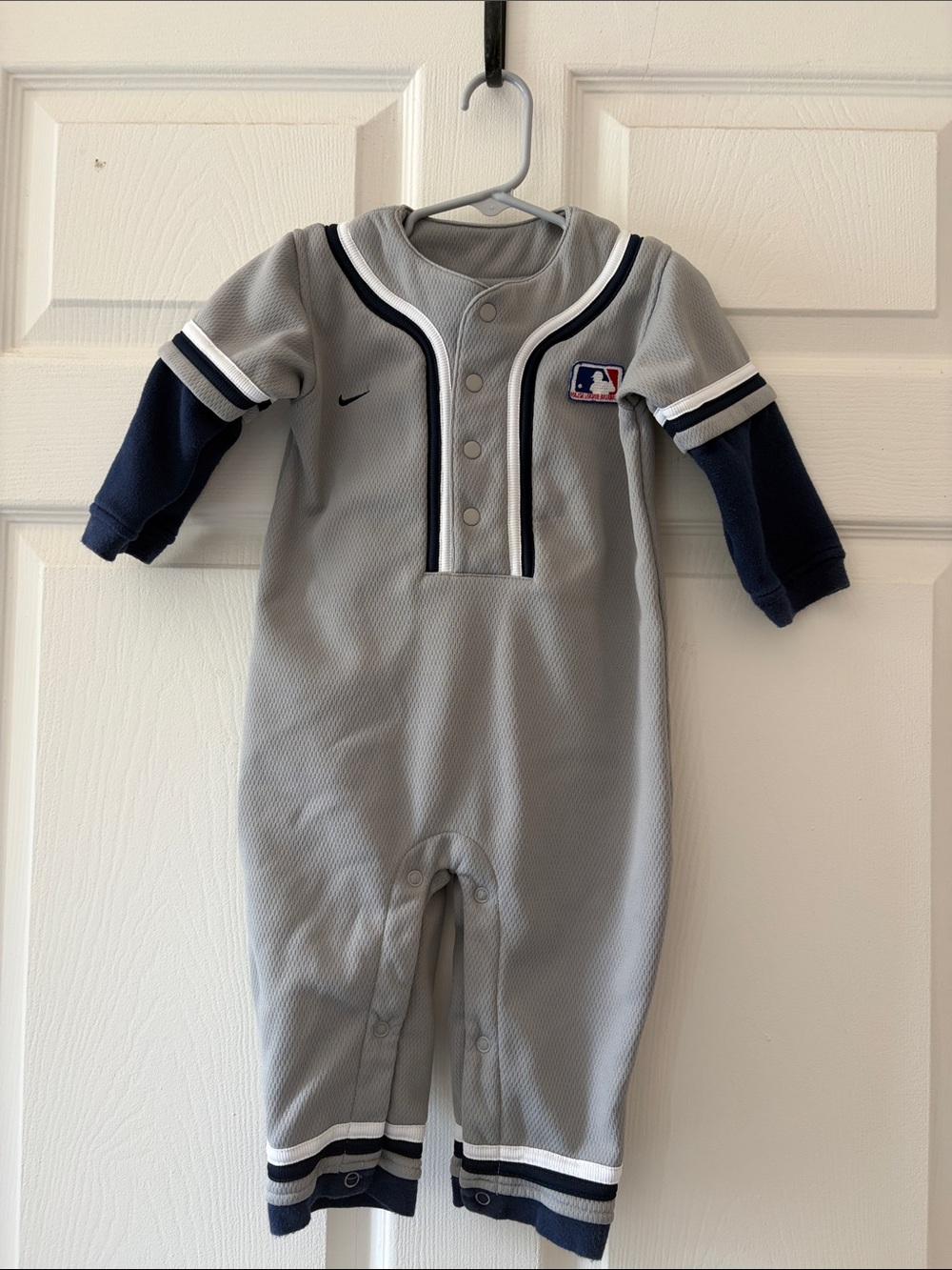 MLB Baby Grey and Navy Baseball One-Piece